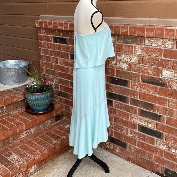 H Halston Mint Green Seafoam Aqau Strapless Flounce Cocktail Dress Size 4 NWT - Picture 4 of 9